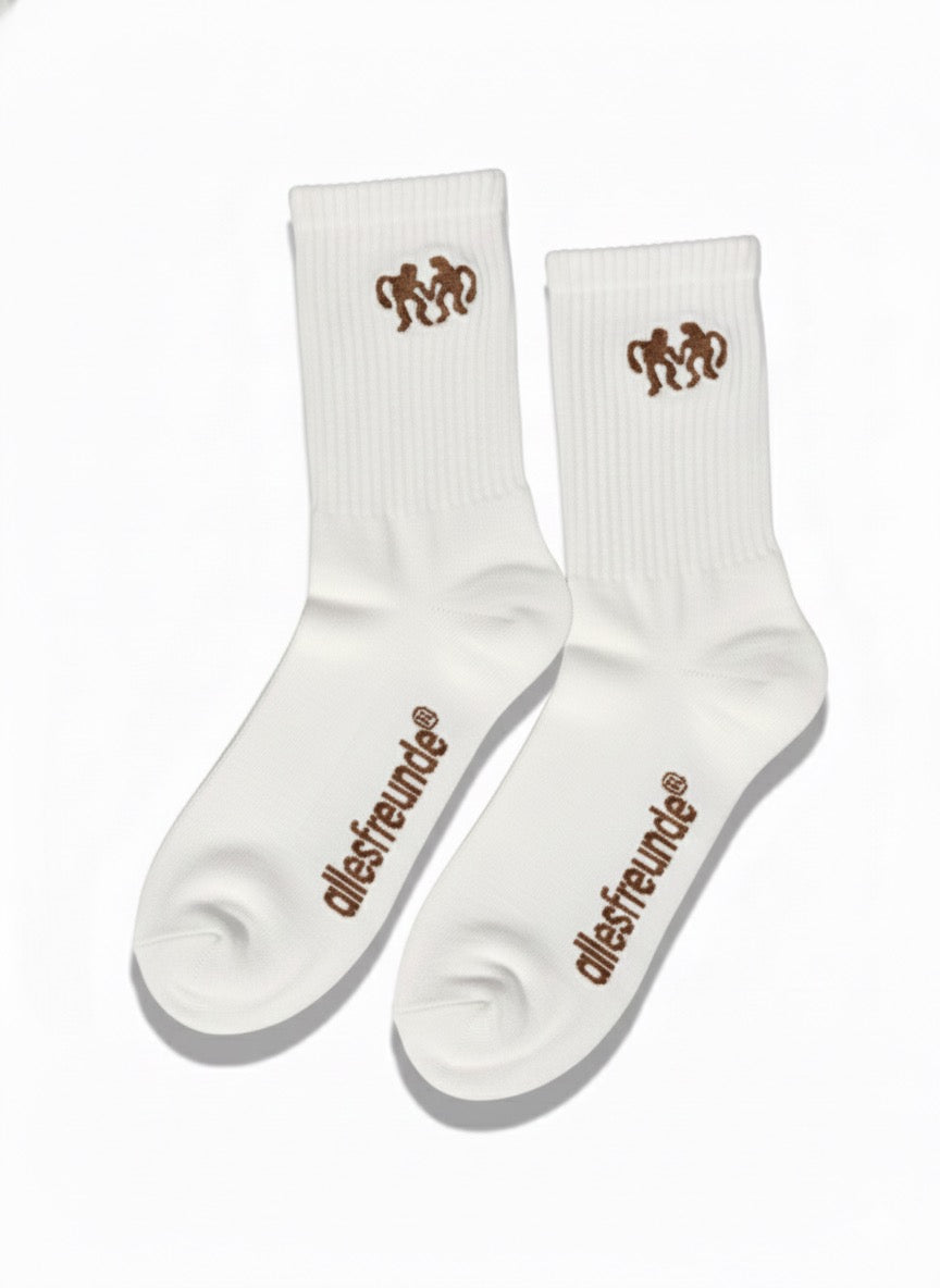 Crew Socken allesfreunde Braun gestickt