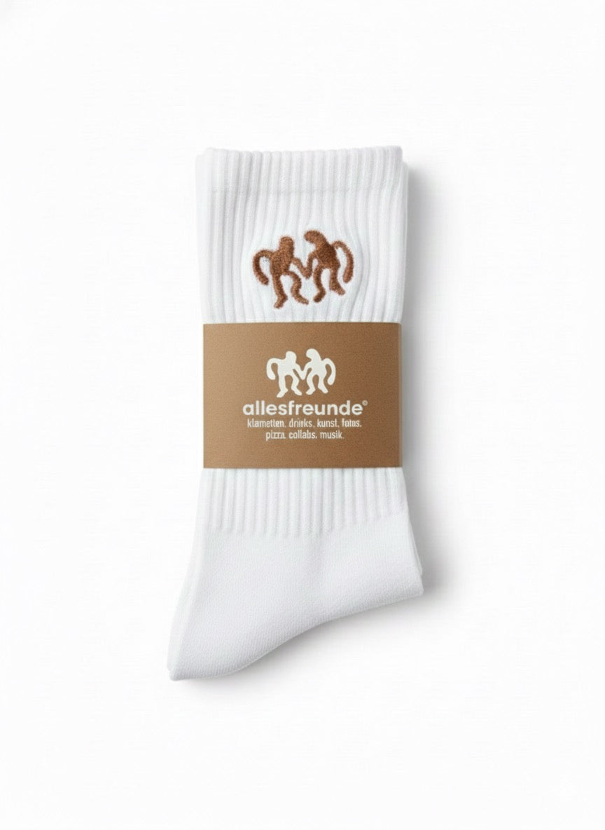 Crew Socken allesfreunde Braun gestickt