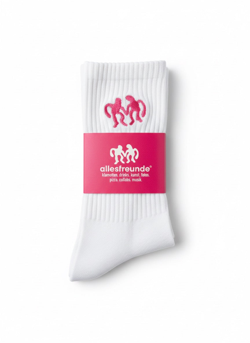 Crew Socken allesfreunde Pink gestickt