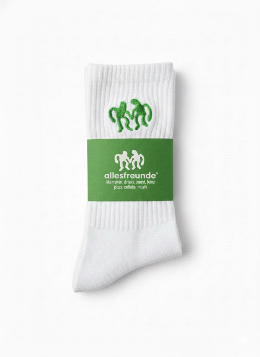 Crew Socken allesfreunde Grün gestickt
